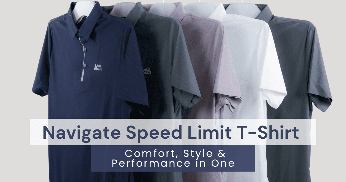 Multiple Navigate Speed Limit T-Shirts in different colors arranged in a row, highlighting their modern design and comfortable fabric.