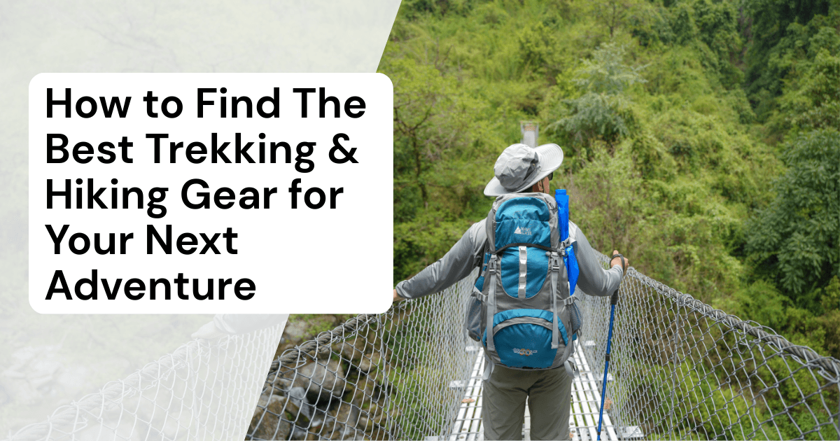 Adventurer crossing a suspension bridge in lush forest with backpack – Best trekking & hiking gear.